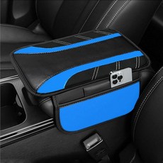 NBTEPEM 블랙 자동차 센터 콘솔 커버 가죽 팔걸이 커버 쿠션 보관 가방 2개 범용 중간 액세서리 내부 대부분의 차량용 222598, 블루