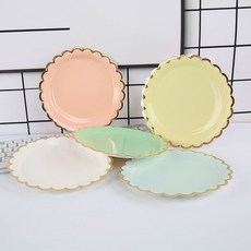 一次性紙碗 燙金加厚 生日派對小吃碗, 7寸圓盤混色10個, 1個