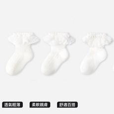 女童襪子春夏季嬰幼兒薄款網眼透氣中筒襪寶寶蕾絲花邊棉襪