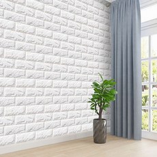 붙이는 폼블럭 시트지 인테리어 부착식 스티커 벽돌 벽지, 1개, 화이트 70 x 77cm