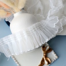 裝飾材料 5CM白色歐根紗蕾絲花邊輔料風琴皺褶手工diy衣服帽子窗簾裝飾材料, 1個