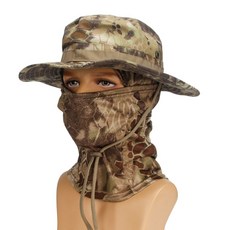 위장 넓은 챙 모자 Balaclava 세트 남자 야외 양산 Boonie 접이식 어부 낚시 태양 보호