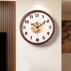 자칠 중식 거실 벽시계 고급스러운 뻐꾸기 시계 인테리어 예술 벽시계, 원목 테두리 모델