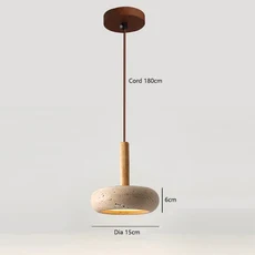 JIANKIXING 모던 옐로우 트래버틴 펜던트 다이닝 거실 서재 분위기 장식 조명, Walnut wood color, 차가운 흰색
