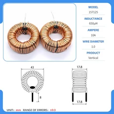 40mm 6.8/33/180/220/330/900UH/2/10/15MH KS 157125 Sendust 토로이달 인덕터 SPWM 필터, 18 650uH 1.0 V, 01 CHINA
