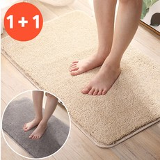 루보르 1+1 빨아쓰는 미끄럼방지 푹신한 욕실 발매트, 그레이+아이보리, 탄탄 버전 (1.5cm)