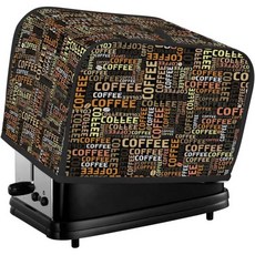토스터 커버 4구 꽃무늬 검은색 방수 주방 소형 가전제품 세탁 가능 여성 선물, Coffee Theme Words, S (Fit for 2 Slice Toaster)