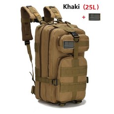 군용가방 군대가방 군사 전술 배낭 대형 육군 3 일 공격 팩 Molle 배낭 하이킹, 10 Khaki (25L)