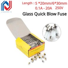 유리관휴즈 자동차 퓨즈 세트 유리 퀵 블로우 고속 보험 튜브 5x20mm 6x30 250V 0.1A 0.5A 1A 2A 3A 4A 5A 6A 7A 8A 100 개 10A 15A, [11] 25A, [01] 6X30MM