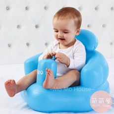 萌萌屋 Mo Mo House 嬰兒充氣學坐椅 寶寶幫寶椅 內建打氣泵 舒適防寒材質, 天空藍