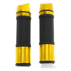 7/8" 22mm 15/16" 24mm 오토바이 핸드 그립 커버 키트 알루미늄 합금 고무 핸들 바 스로틀 그립 오토바이 스쿠터 자전거 ATV 블루 1세트, Gold Tone