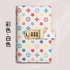 2025新款密碼存錢本，高檔復古現金收納理財冊，大容量密碼本，網紅推薦, 彩色【密碼鎖】花紋米白, 1個