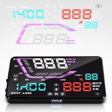 Pyle 헤드업 디스플레이 HUD 스크린 - 범용 55인치 차량 윈드실드 다중 색상 프로젝터 속도 GPS 내비게이션 나침반 플러그 앤 플레이 시간 고도 등 파일리, Pyle 헤드업 디스플레이 HUD 스크린 - 범용 55