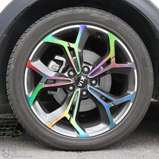 [비브랜드] 피그파인더 19인치 프리즘 홀로그램 휠마스크 기스보호 스크래치 긁힘 커버 DIY 데칼 스티커용품 스포티지더볼드 호환, 프리즘홀로그램, 1개