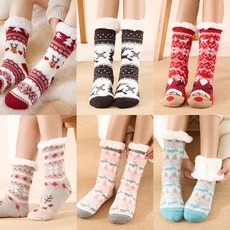 (3종세트)CW08 크리스마스 롱수면양말 두꺼운 양털 기모 셰르파 플리스 따뜻한겨울