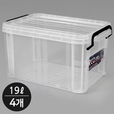 지오리빙 레오박스 다용도정리함 리빙박스 수납 공간 정리함, 투명, 4개