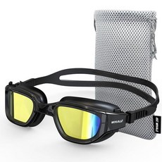 Whale 편광 수영 고글 GE 김 서림 방지 자외선 차단 누출 수영장 고글 남성 여성 및 청소년용 (편광) 다크 섀도우 + 쿨 골드 코팅), （polarized）dark Shadow + Cool