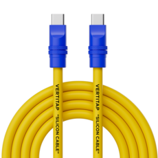 버티탭 실리콘 케이블 Cto C타입 초고속충전 PD 240W 충전 꼬임방지 케이블 1.5m, 옐로우, 1개