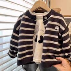 兒童 a類 毛衣 2025 秋季 男童 韓版 百搭 條紋 上衣 男女寶寶 針織外套