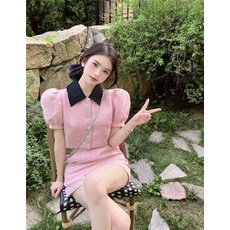 여성 여름 정장 핑크 투피스 세트