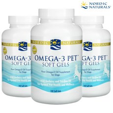 노르딕 내추럴스 오메가3 펫 포 도그 330mg EPA DHA 180소프트젤 3개 강아지, 기본