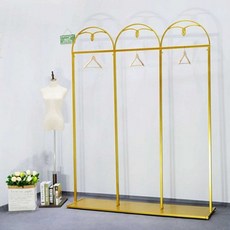 웨딩드레스 진열대 스탠드 랙 드레스샵 선반 행거, (골드) 길이200x높이225cm