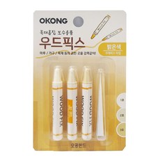 오공 우드 픽스 3p 메꾸미 바닥 마루 목재 가구 흠집 보수용 셀프 보수 크레파스 타입, 1세트, 밝은색