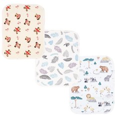 La Kissa 기저귀 교환 시트 기저귀 시트 휴대용 세탁 가능 경제적 S 사이즈 35cm×45cm 방수 가능한 디자인 손쉬운 관리 신생아 베이비 펫 (3장 세트 레드 베어