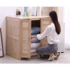 이불수납장 침실 캐비닛 이불, 두꺼운 100x50x90 셔터문 원목색