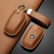 BMW 호환 가죽 키케이스 자동차 키링 키홀더, BMW-A타입, 브라운