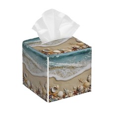 티슈 박스 커버 가죽 사각 홀더 해변 모래 껍질 불가사리 장식용 페이셜 페이퍼 정리 디스펜서 홈 오 자동차