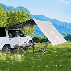 반전 여행용 차변 텐트 옆장 천막 블랙코팅 햇빛 가림막 야외 캠핑카 꼬리장, 카키색
