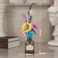 꽃병 블록 조립 DIY 시들지 않는 꽃 선물 화분 장식 해바라기 장미, 두근거림-387PCS