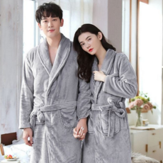 극세사 가운 부드러운 도톰한 따뜻한 겨울 가운 목욕 커플 파자마 스타일 웨어 허리 잠옷