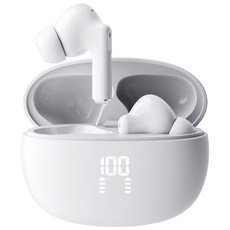 프랑스 톰슨 ENC 노이즈 캔슬링 LED 블루투스 6.0 이어폰 무선 방수, 화이트 TBE-201W