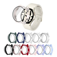 어프리비 갤럭시워치8 강화유리 풀커버 액정 보호 케이스 40mm 44mm, 실버, 1개