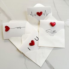 VITALO 하트 메세지 카드 입체 하트 엠보싱 메시지 카드 선물용 감성 디자인 4종, 1개, 하트메세지카드 4개 1SET