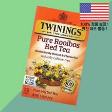 트윈잉스 퓨어 허브 티 루이보스 홍차 카페인 프리 티백 20개 1.41온스 40g Twinings Pure Herbal Tea Rooibos Red Caffeine Free 2