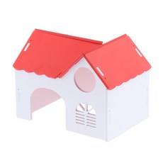 shangren 햄스터 빌라 햄스터 주택과 은신처를 친칠라 오두막 숨어, 나무, 레드, 1개
