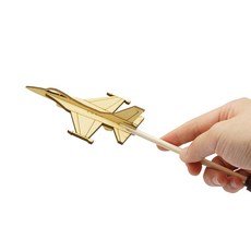 마이즈 놀이 막대비행기 F-16 (PL-22) 목재 조립키트 친환경 MDF소재 국내제작 1개, 나무색, 6피스