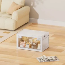 접이식 수납함 투명 플라스틱 침실 이불 옷 가정용 방진 장난감 잡화 정리함, 02 1PC M