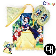 [엠유종합상사] 초등미술앞치마팔토시 어린이앞치마두건세트 미술앞치마팔토시세트 백설공주 애플 앞치마 토시두건 3종세트 대