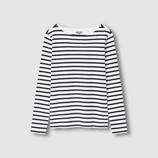 JAJU 여 코튼 스트레치 보트넥 긴팔 티셔츠 J115401004057 549257