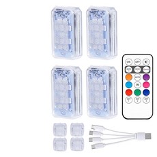 LECART 리모컨이 있는 매우 밝은 무선 LED 스트로브 조명 8가지 색상 Type-C 충전식 드론 자동차 오토바이 자전거 및 트럭용 방수 충돌 방지 경고등 (4개)1, LECART 리모컨이 있는 매우 밝은 무선 LED 스트