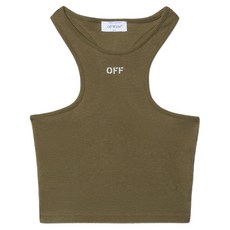 오프화이트 로고 자수 골지 탱크 탑