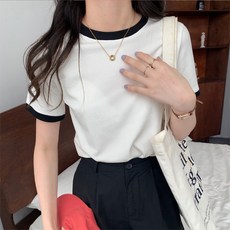 女生短袖T恤 圓領短版上衣 寬鬆上衣