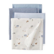 Carter's 아기용 속싸개 4팩 (핑크/아이보리/플로럴) 169400, 블루/아이보리