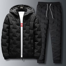 CHAKU 男式冬季加厚上衣和下裝套裝工作服運動褲訓練棉褲冬季套頭衫