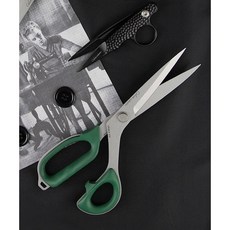 패션스타트 유니크 캘빈가위+쪽가위+오일 프리미엄 패키지 250mm 절삭력 좋은 재단가위, 1개, 그린