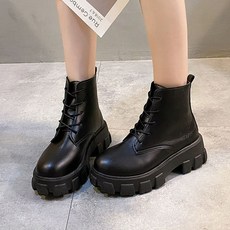 여성 플랫폼 워커 볼드 라운드토 레이스업 부츠 nys+65230Oa
